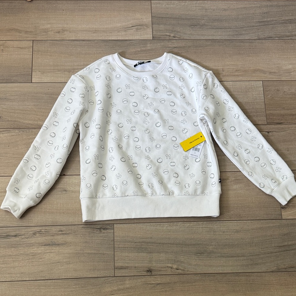 EleVen by Venus Williams White Graphic Crewneck Sweater